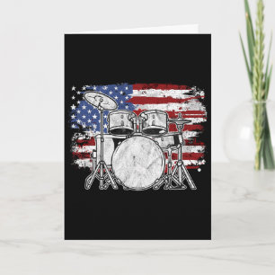 Carte Batteur Batterie Usa Drapeau Américain 4 Juillet