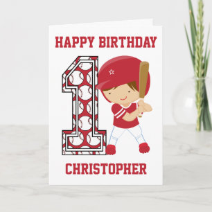 Carte Batteur de baseball 1er anniversaire personnalisé 