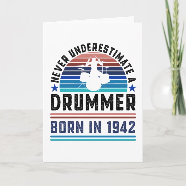 Carte Batteur né 1942 80e anniversaire Drumming Cadeau p (Devant)