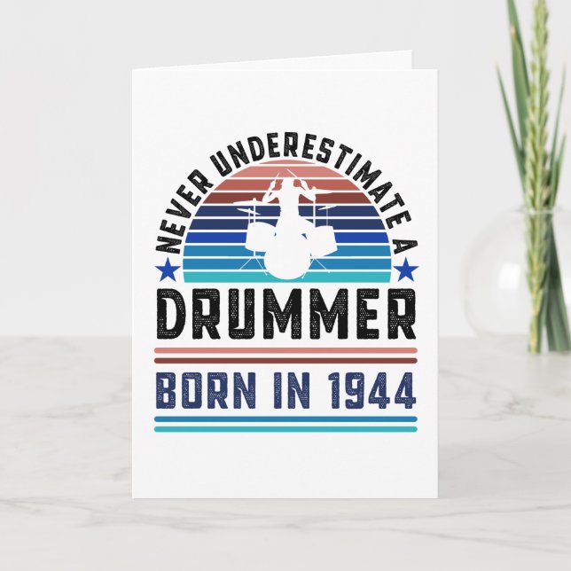 Carte Batteur né 1944 80e anniversaire Drumming Cadeau p (Devant)