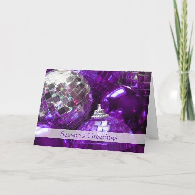 Carte Baubles Purple 'Bonnes Fêtes striées (Devant)