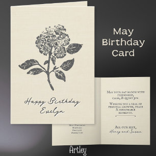Carte Baudrier à pois rustique mai lin fleur de naissanc