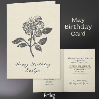 Carte Baudrier à pois rustique mai lin fleur de naissanc