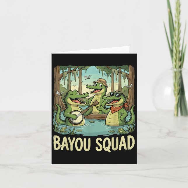 Carte Bayou Squad Louisiana Alligator Retro Wildlife Tra (Devant)
