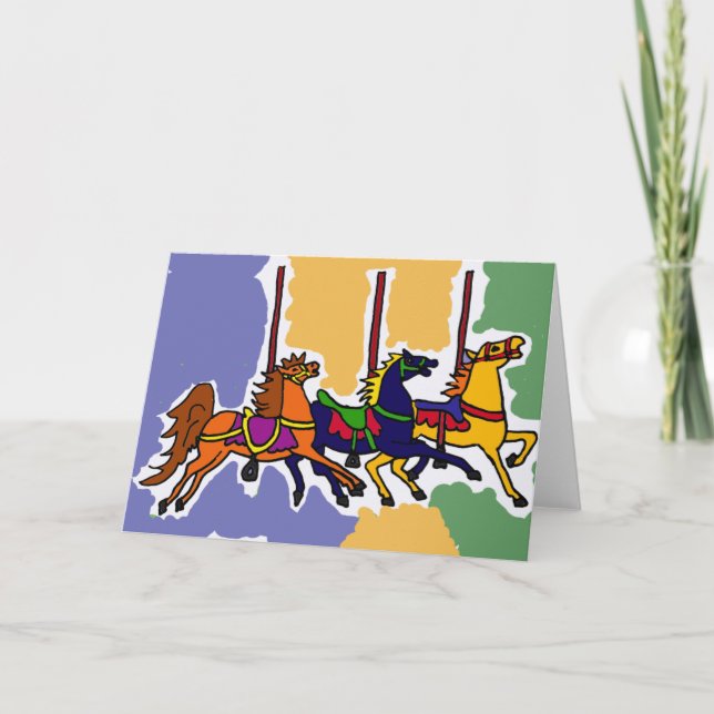 Carte BB- Carrousel Artistique Chevaux Folk Art (Devant)
