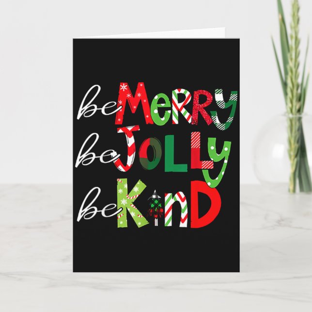 Carte Be Merry Be Jolly Be Kind Merry Christmas Teacher  (Devant)