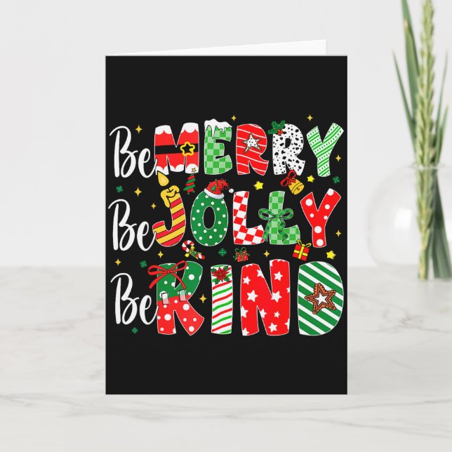Carte Be Merry Be Jolly Be Kind Merry Christmas Teacher  (Devant)