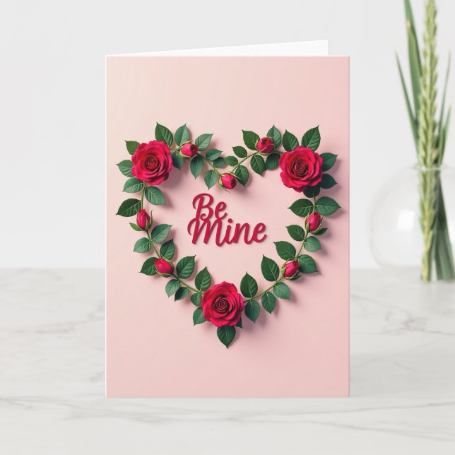 Carte Be Mine Red Rose Heart (Devant)