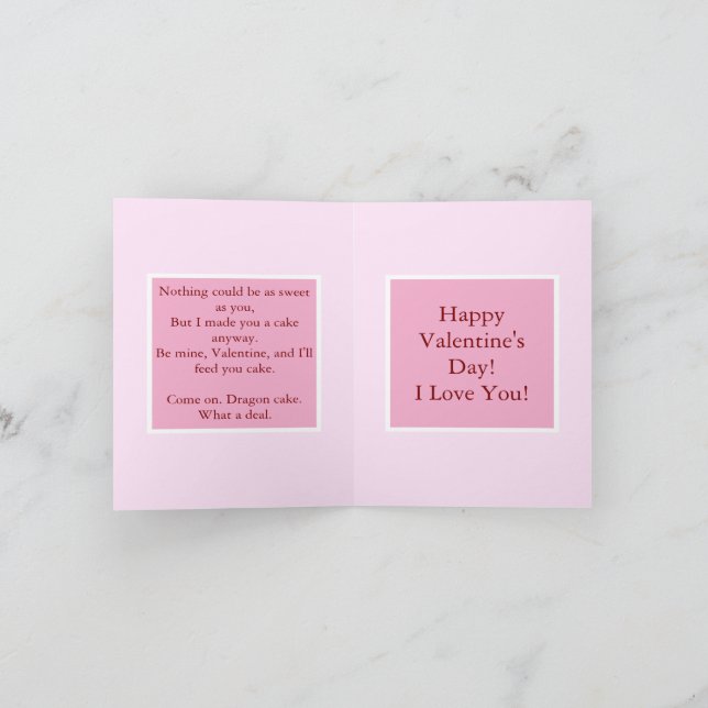 Carte Be Mine, Valentine. I'll Feed You Cake. V-day Card (Intérieur)