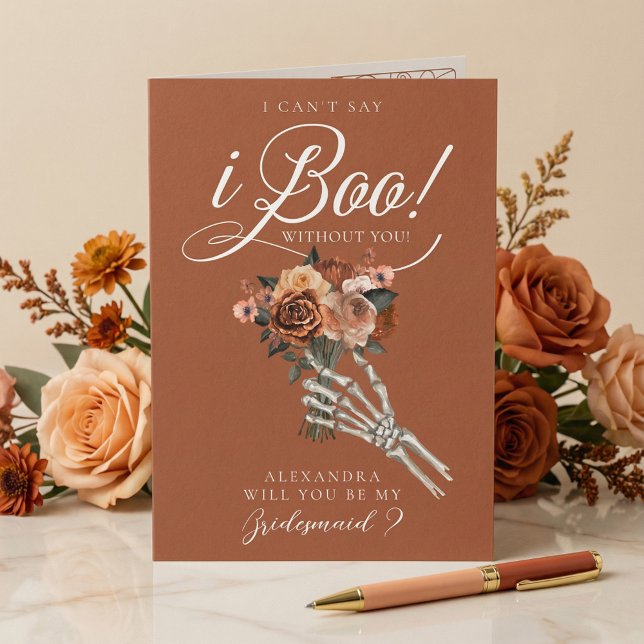 Carte Be My Bridesmaid? Gothic Skeleton Floral Bouquet (Be My Bridesmaid? Gothic Skeleton Floral Bouquet Card)