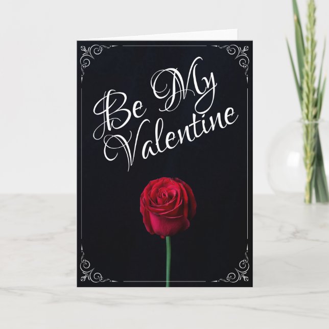Carte Be My Valentine - Rose rouge foncé (Devant)
