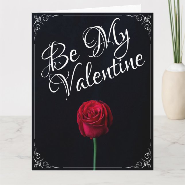 Carte Be My Valentine - Rose rouge foncé (Devant)