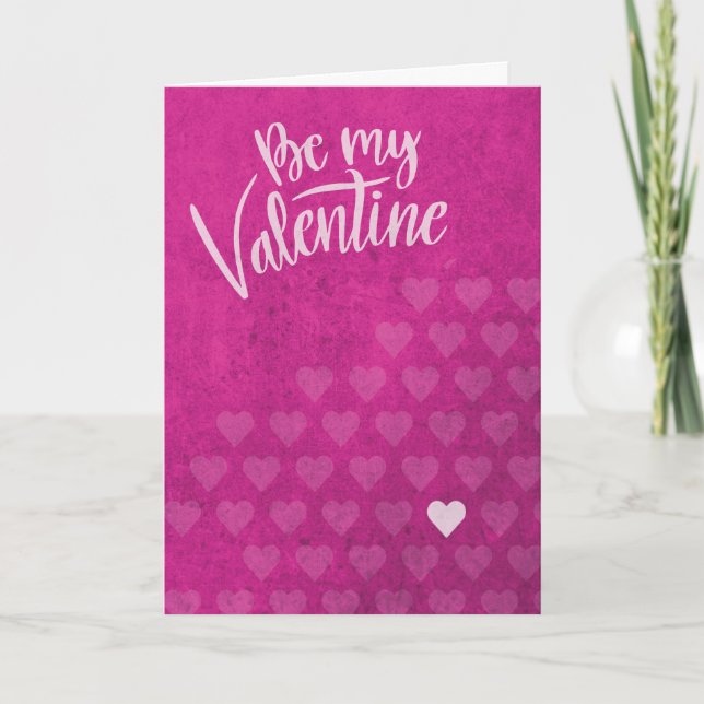 Carte Be My Valentine Valentine's Day Pink Grunge Hearts (Devant)