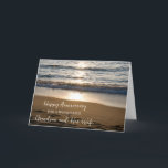 Carte Beach Grandson et son anniversaire de femme<br><div class="desc">Bonne carte d'anniversaire mariage pour petit-fils et sa femme avec des vagues qui s'écrasent sur la plage au coucher du soleil,  et vers sincère.</div>