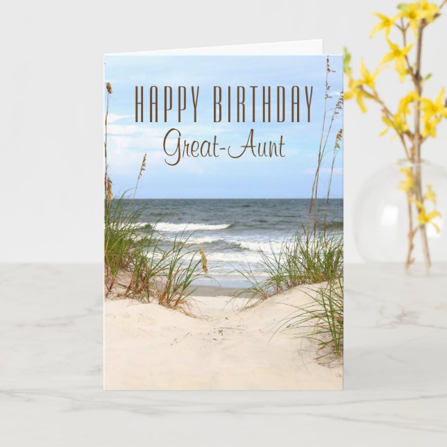Carte Beach Great-Aunt Birthday (Fleur jaune)