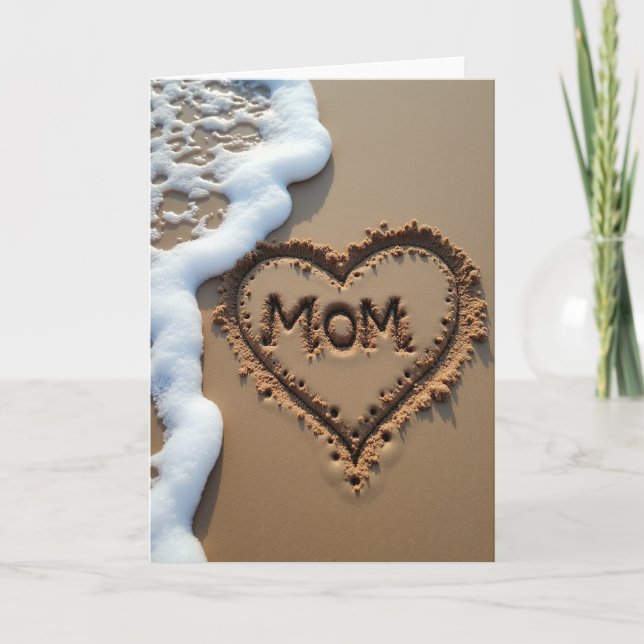 Carte Beach Mom Sand Heart Message Card (Devant)