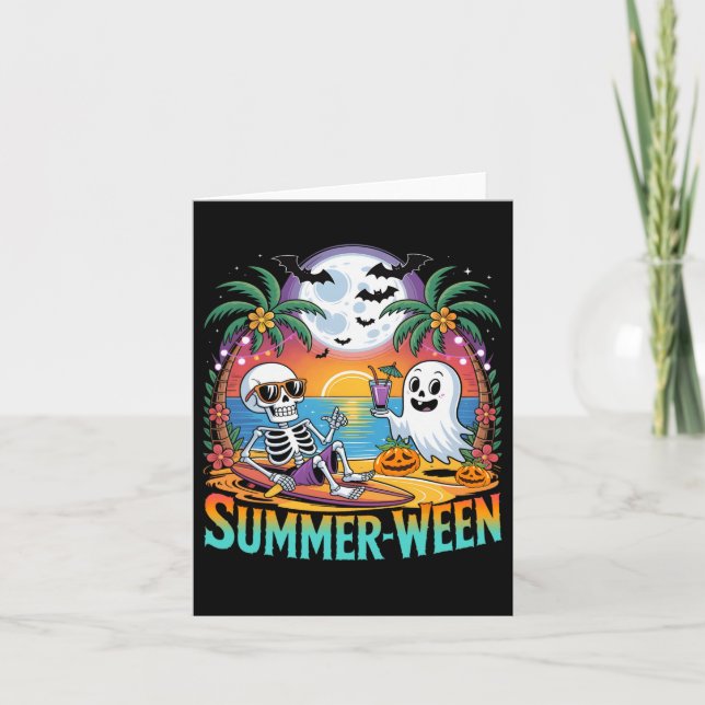 Carte Beach Party Halloween Vibes Summerween Skeleton Gh (Devant)