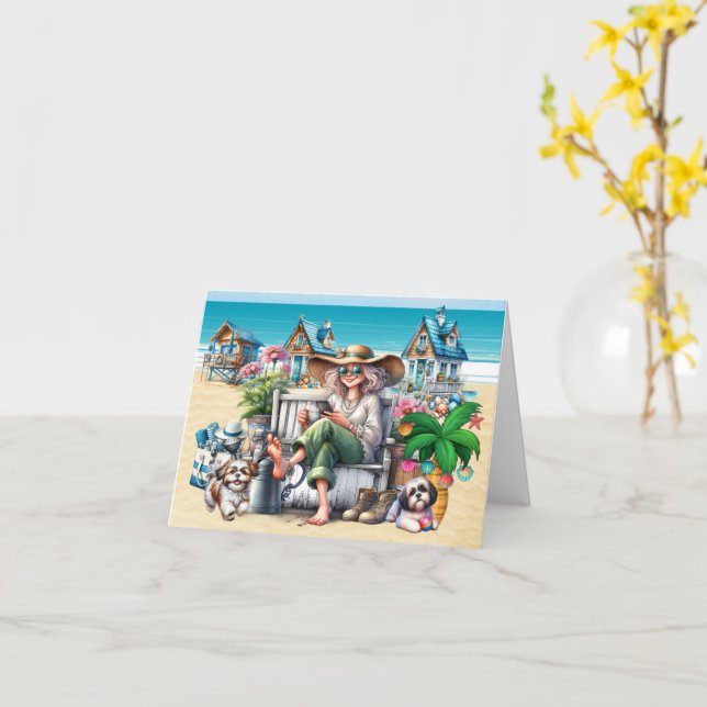 Carte BEACH Personal, Real Estate, Business Christmas (Fleur jaune)