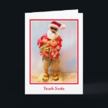 Carte Beach Santa Christmas Card<br><div class="desc">Santa is making a Joyful noise with his saxophone.</div>