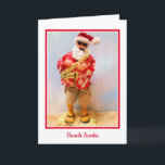 Carte Beach Santa Christmas Card<br><div class="desc">Santa is making a Joyful noise with his saxophone.</div>