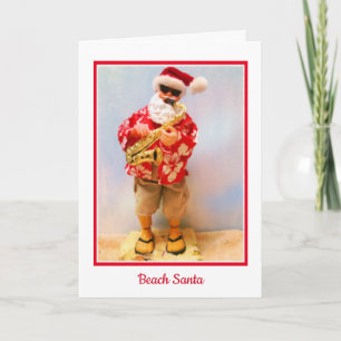 Carte Beach Santa Christmas Card