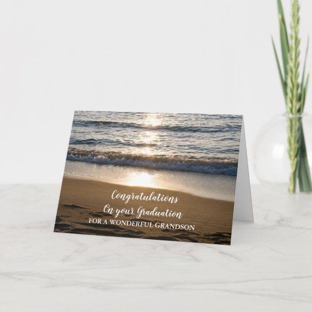 Carte Beach Waves Grandson Félicitations à la graduation (Devant)
