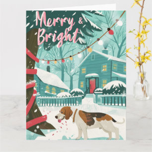 Carte Beagle à Noël de neige
