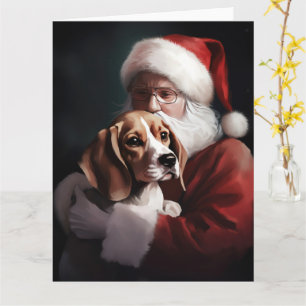 Carte Beagle avec le Père Noël Festif Noël
