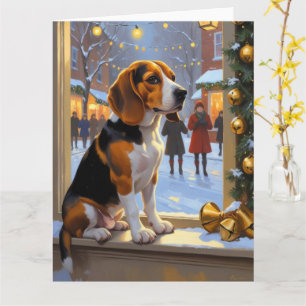 Carte Beagle Avec Lumières De Noël