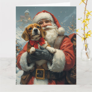 Carte Beagle avec Noël Festif du Père Noël