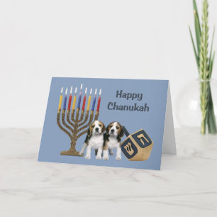 Carte beagle Chanukah Menorah Dreidel1