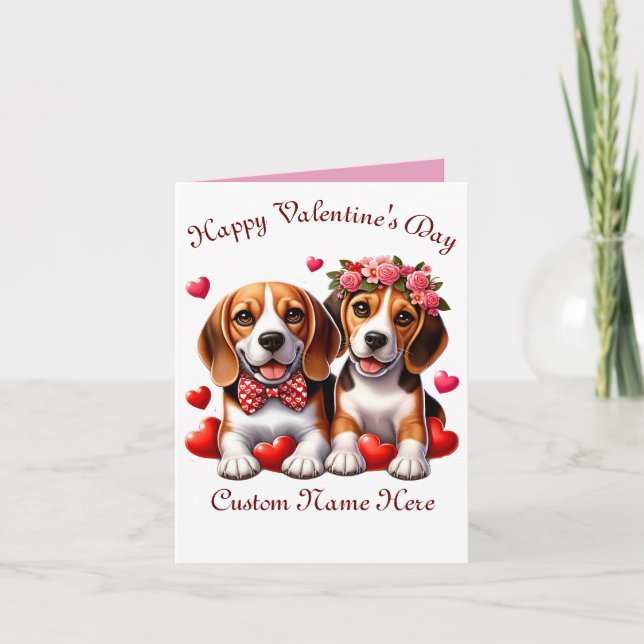 Carte Beagle Couple Valentines journée (Devant)