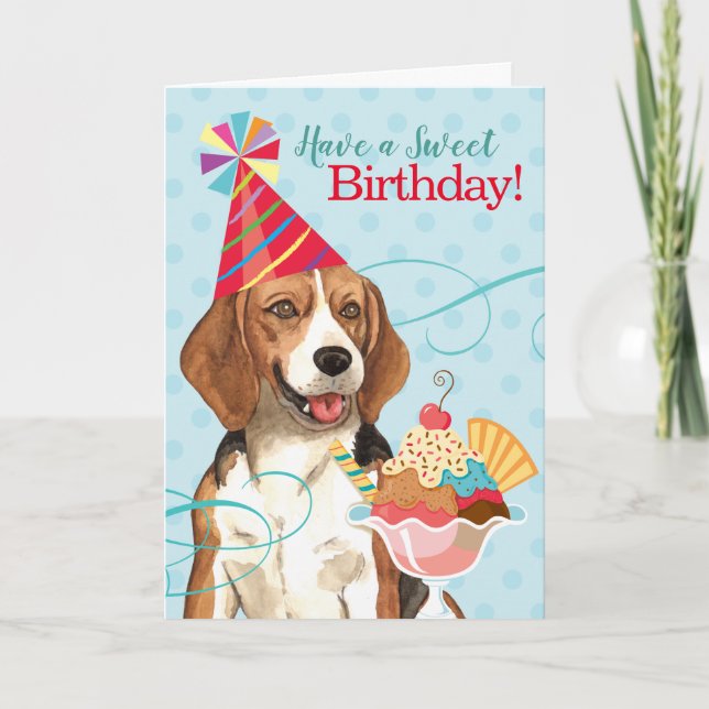 Carte Beagle d'anniversaire doux (Devant)