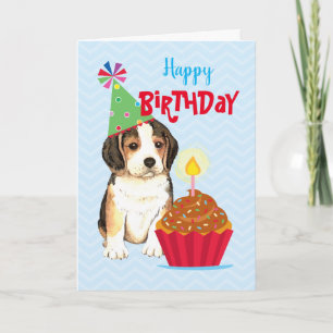 Carte Beagle de Cupcake anniversaire