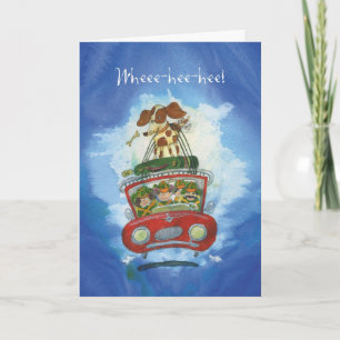 Carte Beagle en voiture - Anniversaire amusant