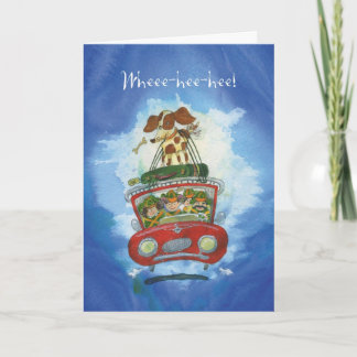 Carte Beagle en voiture - Anniversaire amusant