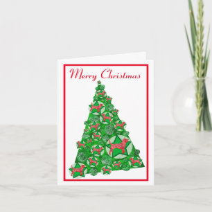 Carte Beagle Hound Chien Silhouette Arbre de Noël Blanc