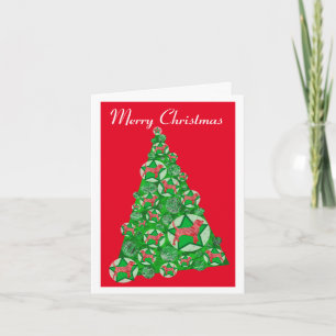 Carte Beagle Hound Chien Silhouette Arbre de Noël Rouge