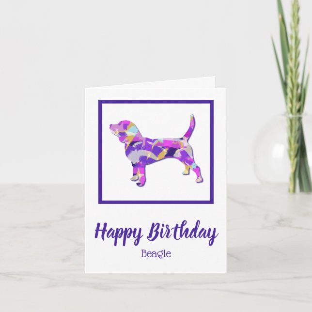 Carte Beagle Hound Dog Silhouette PPY&B Anniversaire (Devant)