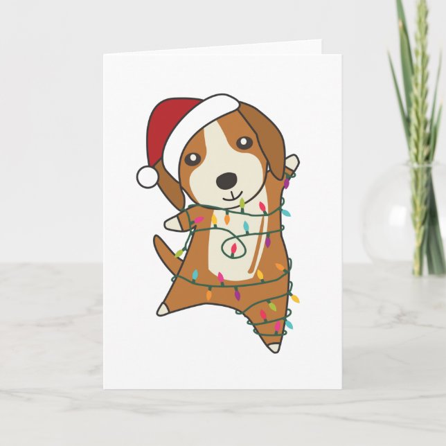 Carte Beagle Joyeux Noël Animaux d'hiver Chien (Devant)