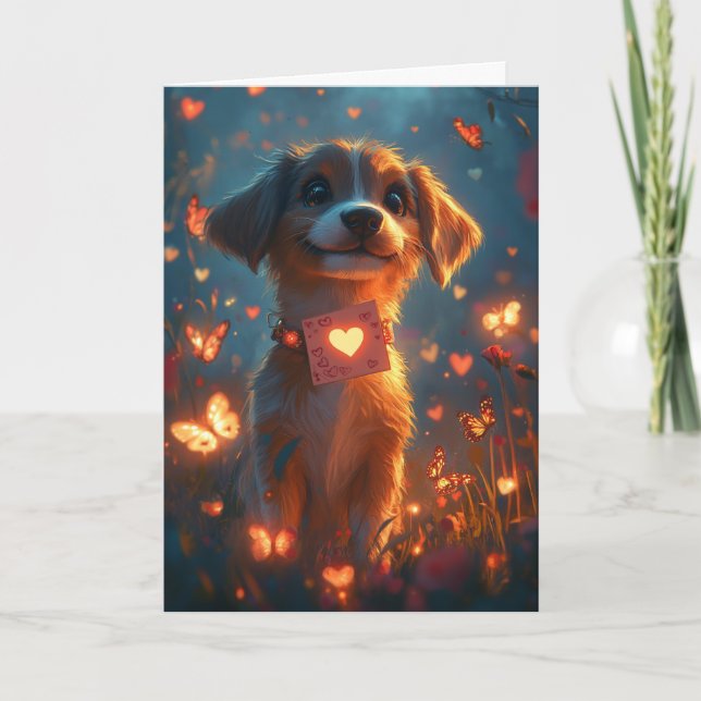 Carte Beagle joyeux Saint-Valentin Cœur Fleurs (Devant)
