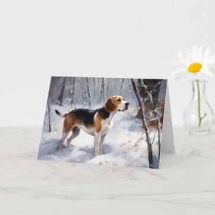 Carte Beagle Laisser Neige Noël