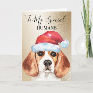 Carte Beagle Noël souhait aux humains mignon