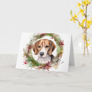 Carte Beagle Noël Wreath Festive Pup