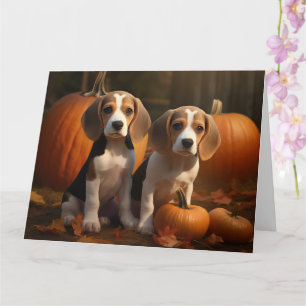 Carte Beagle Puppy Autumn Delight Citrouille