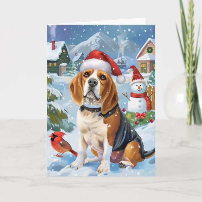 Carte Beagle Qu'il neige Noël Fêtes (Devant)