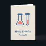 Carte Beaker & Test Tube Science Thème Anniversaire<br><div class="desc">Carte de voeux avec un dessin mignon d'un tube d'essai et bécher. Parfait pour les amateurs de sciences.</div>