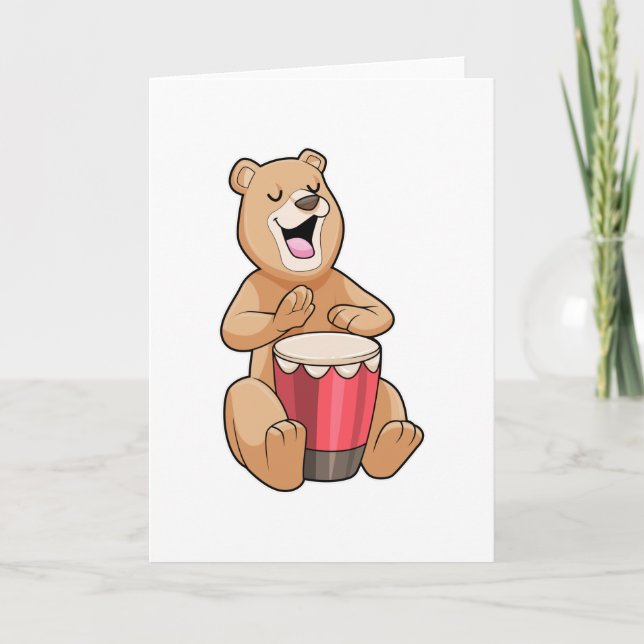 Carte Bear at Music with Drum (Devant)