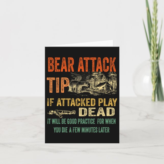 Carte Bear Attack Tip Funny Camping Sarcastic Randonnée  (Devant)