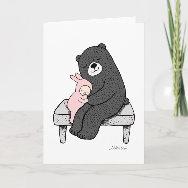 Carte Bear & Bunny Greeting Card Bear Bunny Love Art (Devant)